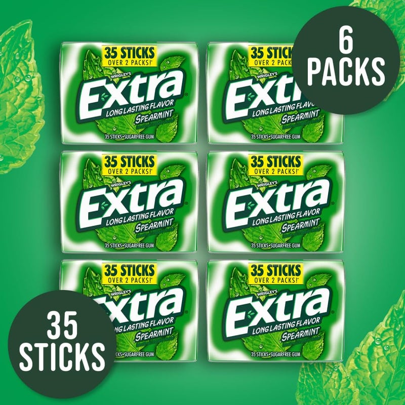 EXTRA Spearmint Sugar Free Chewing Gum, Bulk Gum Packs - 35 Sticks (Pack of 6) - Image 3