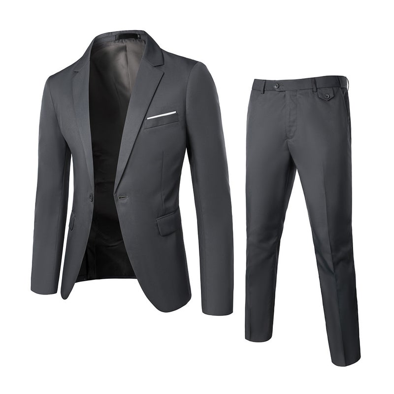 2024 Four Seasons New Fashion All-Match Business Solid Color Men'S Suit Suit Two-Piece Suit - Image 1