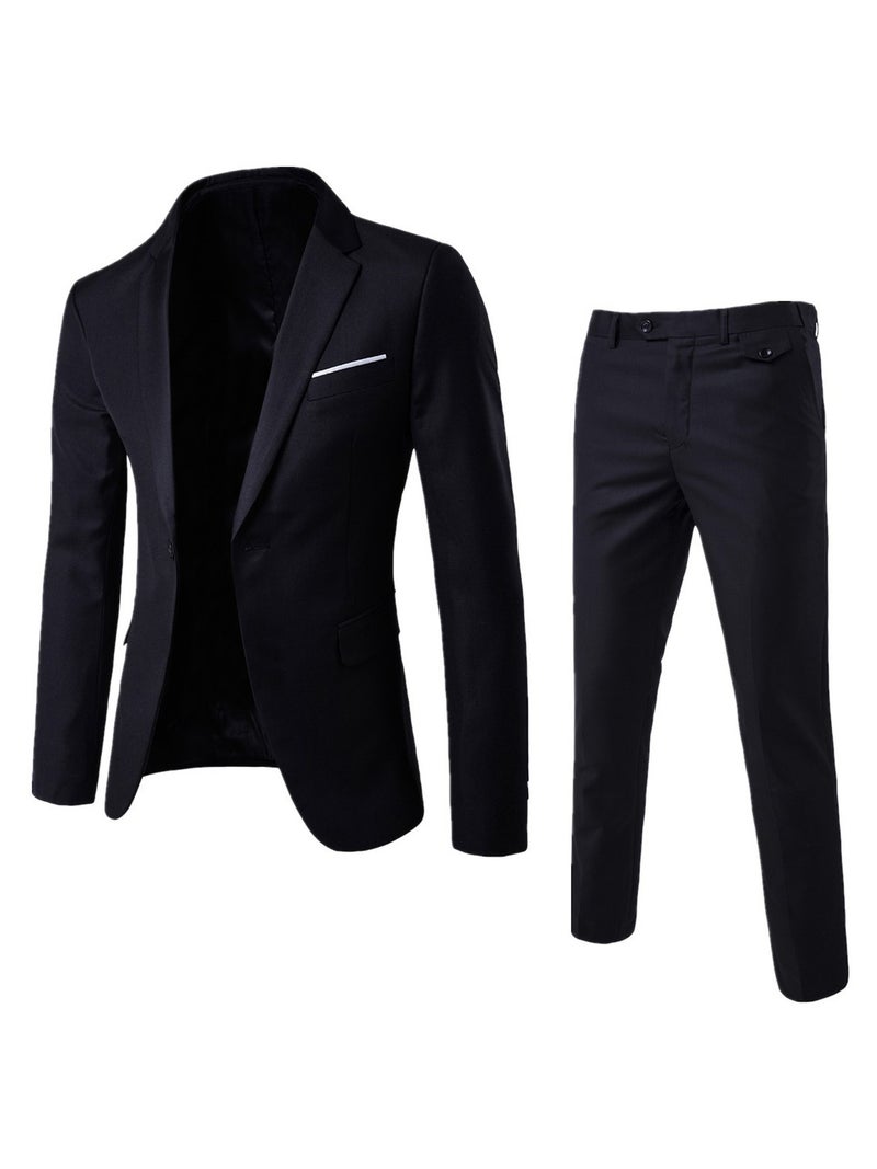 2024 Four Seasons New Fashion All-Match Business Solid Color Men'S Suit Suit Two-Piece Suit - Image 3