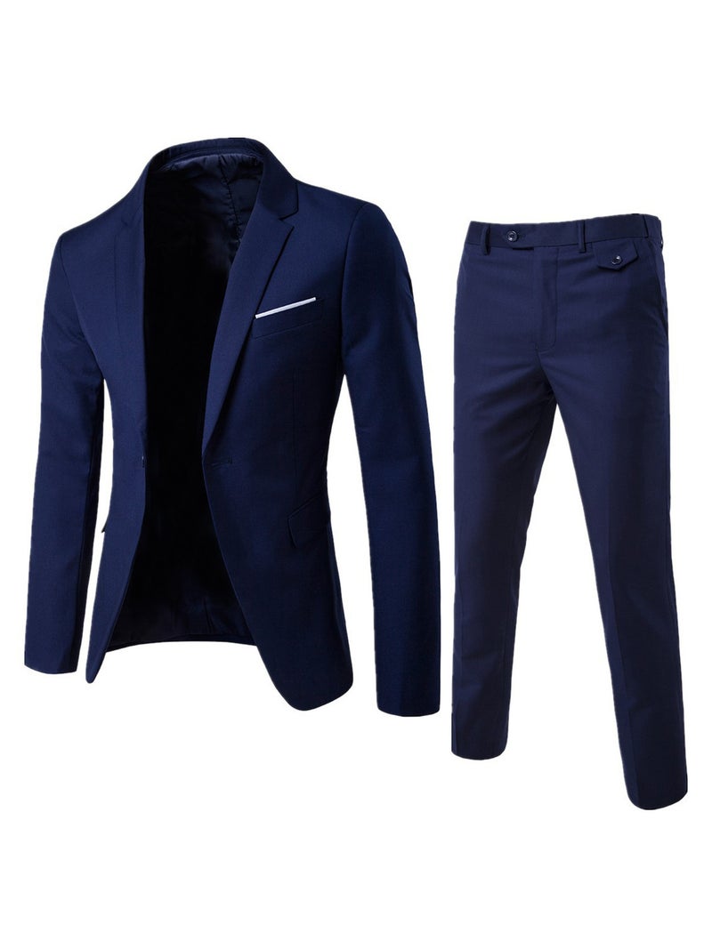 2024 Four Seasons New Fashion All-Match Business Solid Color Men'S Suit Suit Two-Piece Suit - Image 4