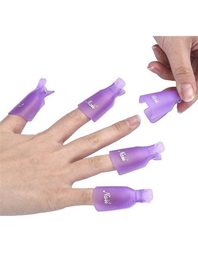 HiMo 10PC Plastic Acrylic Nail Art Soak Off Cap Clip UV Gel Polish Remover Wrap Tool (PURPLE) - Image 3