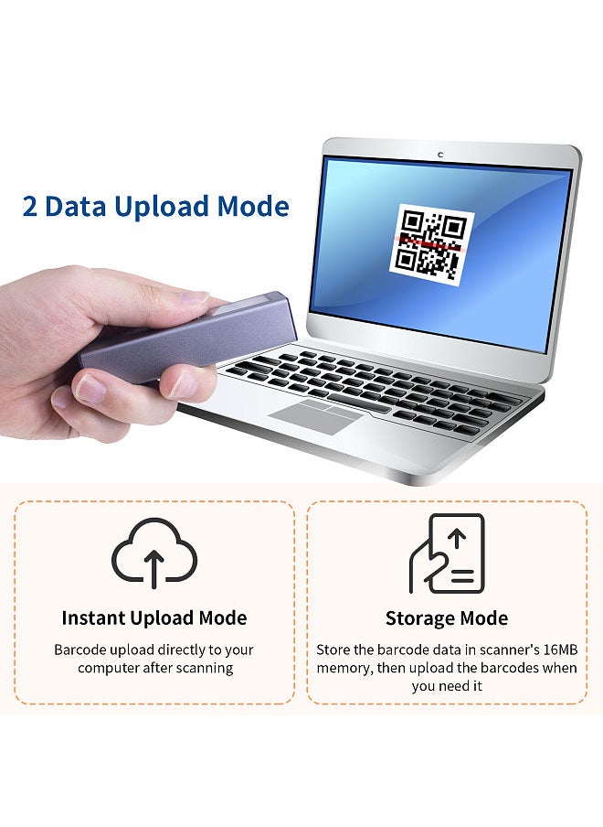 Generic 2D 1D QR Barcode Scanner with TFT Screen 3 in 1 BT & 2.4GHz Wireless & Wired Connection Sound and Vibrator Prompt Support Offline Storage Compatible with Windows Android Linux Mac  - Image 3