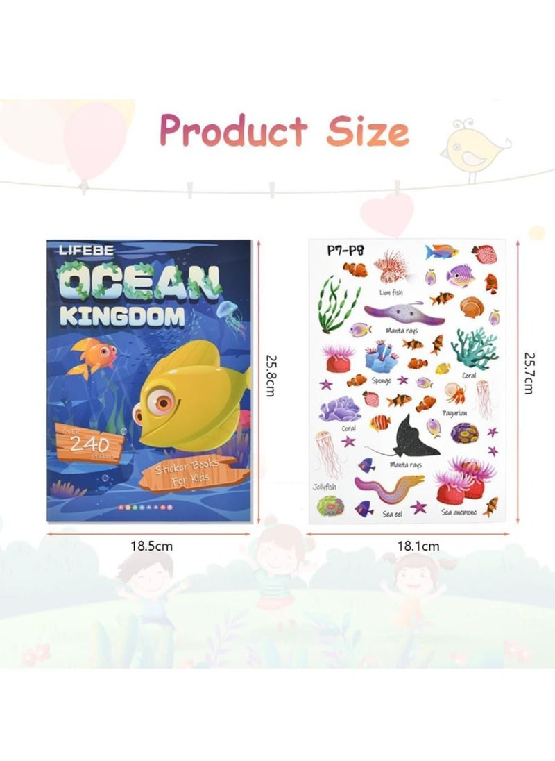 Y&D - Sticker Books, KASTWAVE 2Pcs Reusable Book Learning Toys for 2 to 6 Years Old Boys Girls, Deep Sea Kingdom and Animal World Books Toddler Educational Toy - Image 1