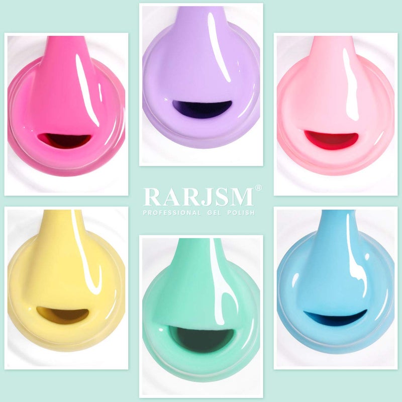 RARJSM Cotton Candy Gel Nail Polish Kit, Pastel Gelpolish Macaron Colors Collection Pink Purple Yellow Green Blue Nail Polish Set, 6PCS 7.5ML Spring Summer Color Gel Nail Polish,Curing Required - Image 2