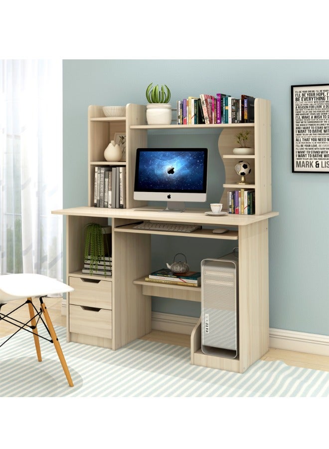 مكتب الكمبيوتر ، مكتب سطح المكتب ، مكتب المكتب المنزلي الحديث البسيط 110 سم طاولة الألعاب طاولة الكمبيوتر المحمول طاولة الكمبيوتر المحمول مع رفوف التخزين طاولة دراسة الكتابة الكبيرة للطلاب مع Bookself التجميع السهل - Image 1
