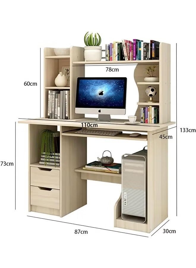 مكتب الكمبيوتر ، مكتب سطح المكتب ، مكتب المكتب المنزلي الحديث البسيط 110 سم طاولة الألعاب طاولة الكمبيوتر المحمول طاولة الكمبيوتر المحمول مع رفوف التخزين طاولة دراسة الكتابة الكبيرة للطلاب مع Bookself التجميع السهل - Image 2