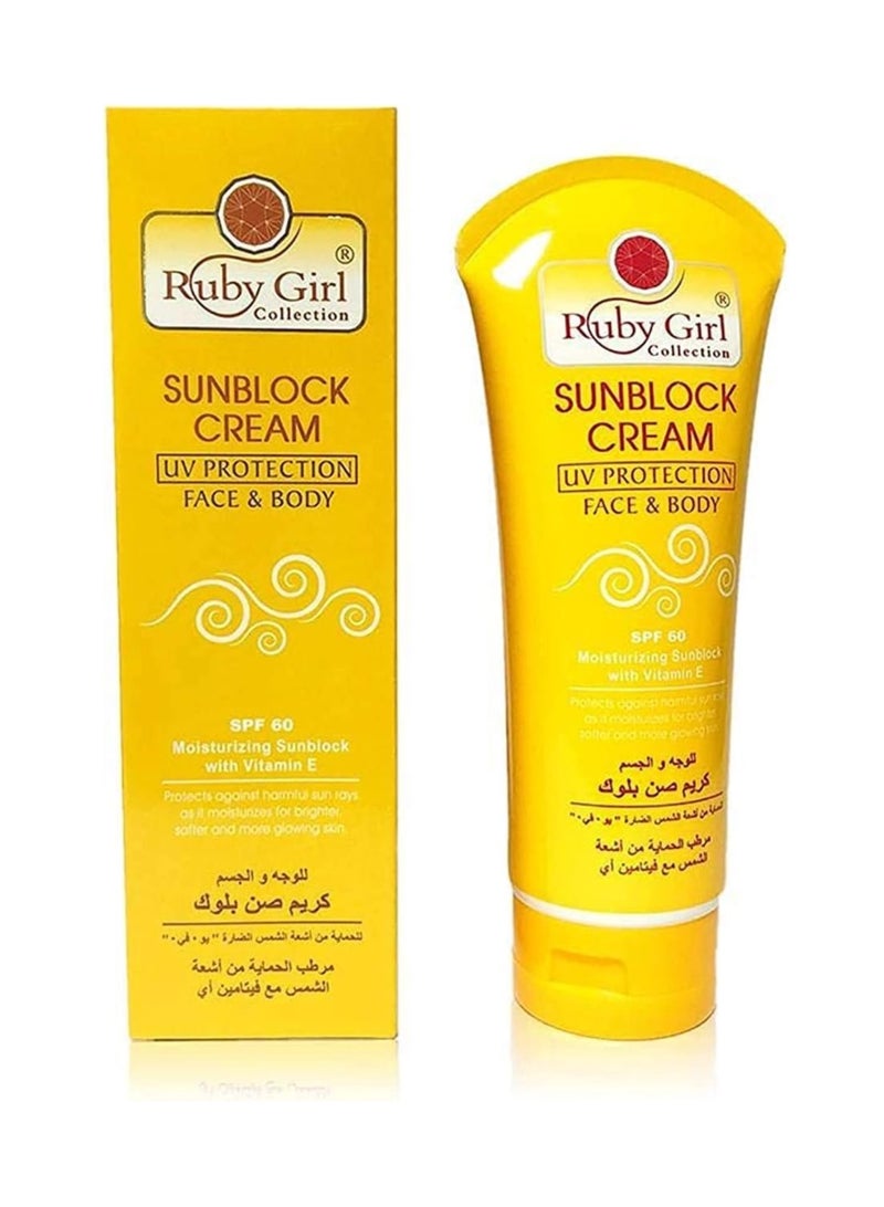 Ruby Girl Sunblock cream SPF 60 with Vitamin E for Face & Body - 170 ML - Image 1