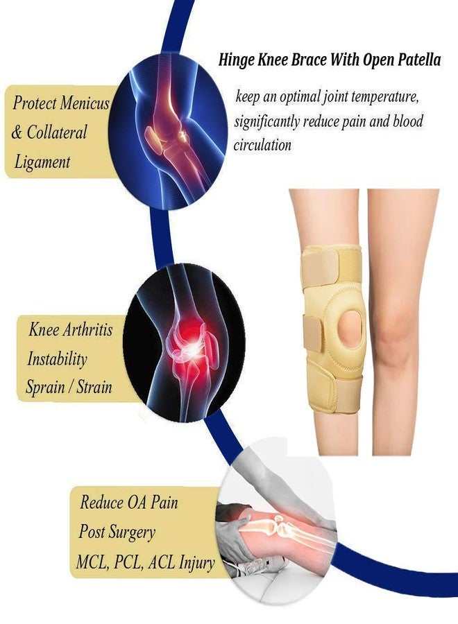 Medtrix Functional Knee Stabilizer Knee Support Knee Wrap Open Patella Hinge Knee Brace Beige (XXL) - Image 2
