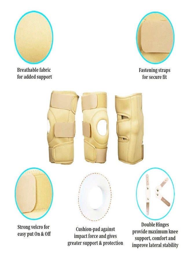 Medtrix Functional Knee Stabilizer Knee Support Knee Wrap Open Patella Hinge Knee Brace Beige (XXL) - Image 3
