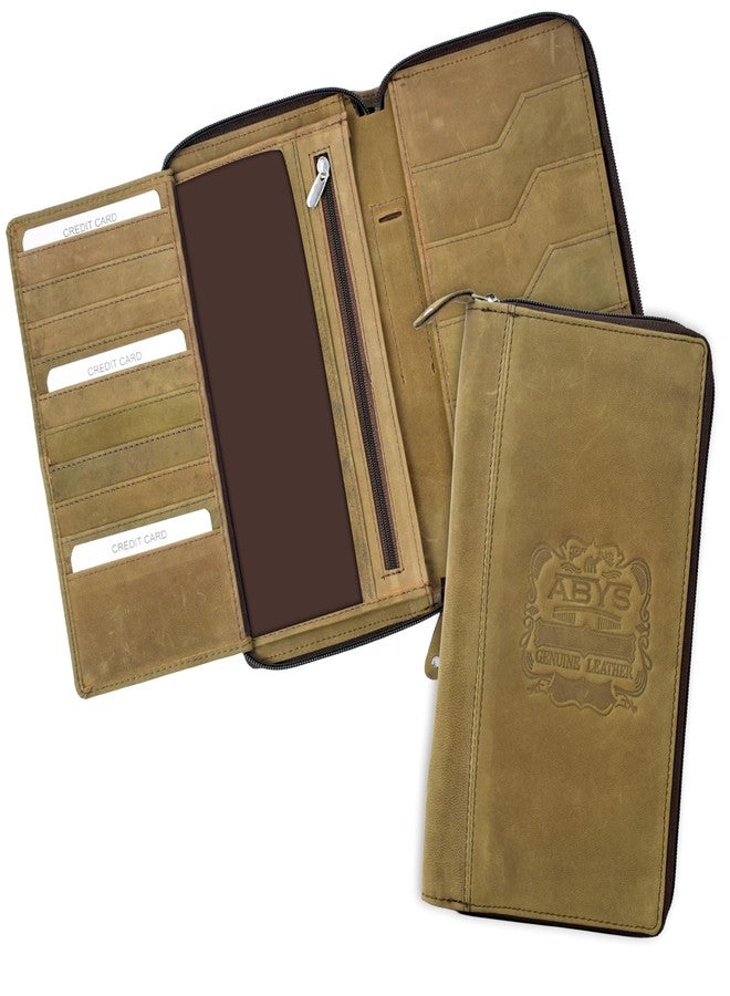 ABYS حافظة جواز سفر من الجلد البني الداكن من ABYS، مزودة بتقنية الحماية من تقنية RFID، مناسبة للرجال والنساء، وحاملة بطاقات الائتمان والخصم والصراف الآلي، وحقيبة جواز سفر نسائية، ومنظم سفر رجالي. - Image 1