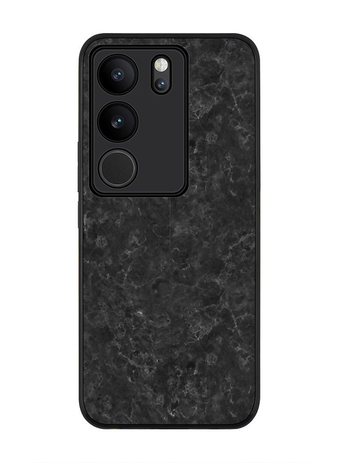 Stylizedd Rugged Black Edge case for Vivo V29 / Vivo V29 Pro / Vivo S17, Slim fit Soft Flexible Rubber Edges Anti Drop Cover - Marble Texture Black - Image 1