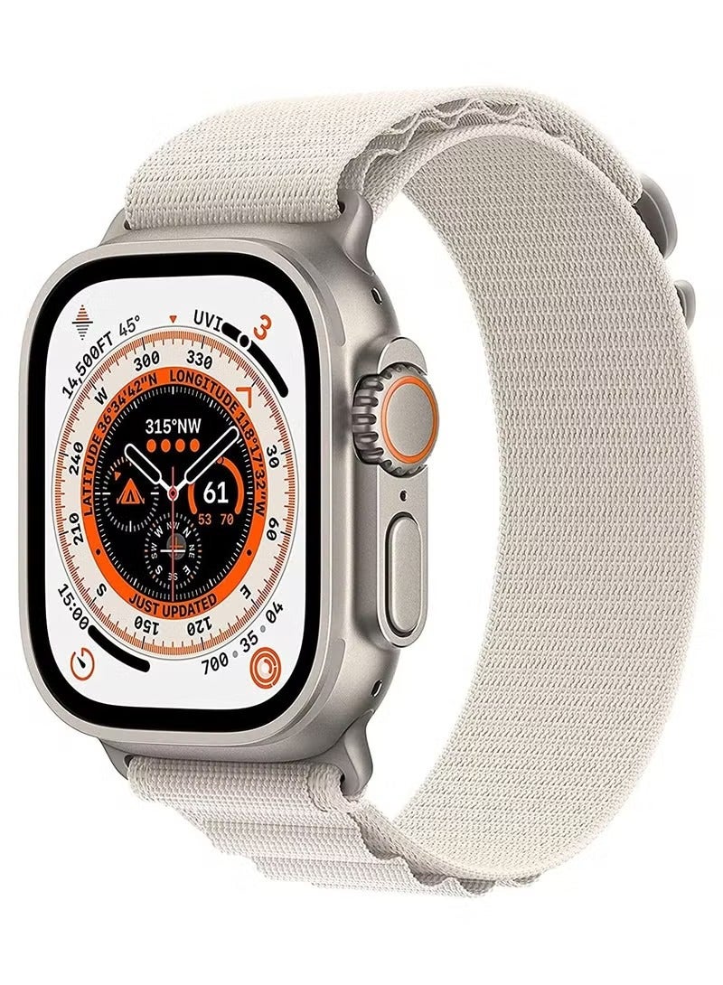 إيف حلقة جبال الألب متوافقة مع سوار ساعة أبل 42 ملم 44 ملم 45 ملم بديل للنساء والرجال الرياضي المنسوج من البوليستر G الخطاف لشريط iWatch Ultra Series SE 8/7/6/5/4/3/2/1 (أبيض) - Image 1