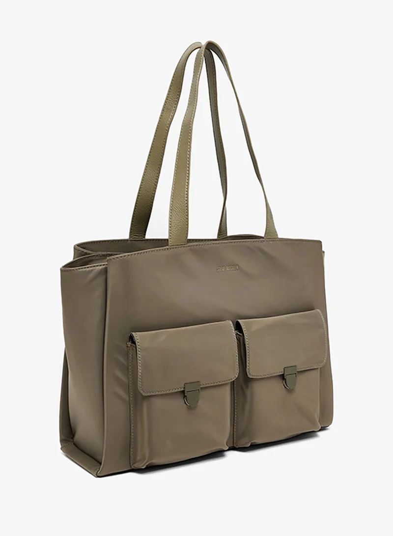 STEVE MADDEN Pocket Detail Textured Tote Bag