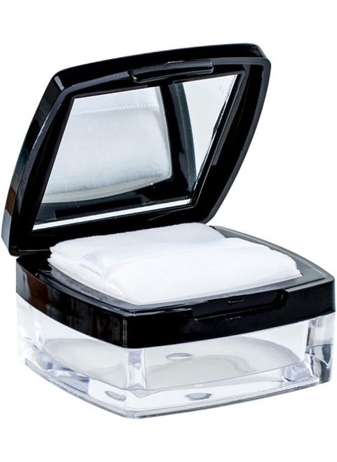 QUUPY Empty Black Square 10ml Make-up Loose Powder Container Case With Mirror Sifter Lid and Powder Puff Glitter Powder Foundation Cosmetic Box Jar for Home and Travel