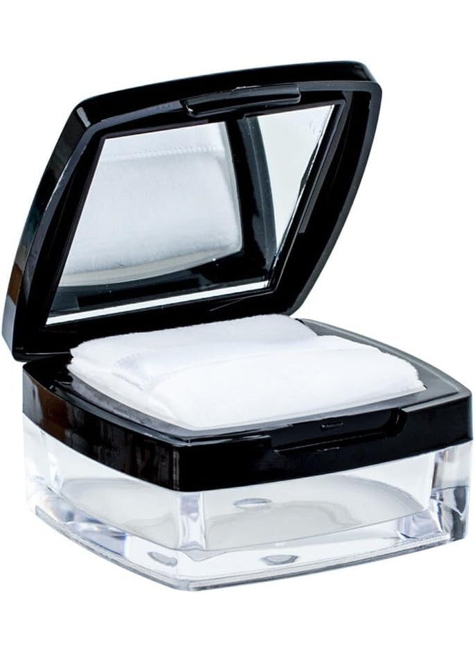 Quupy - QUUPY Empty Black Square 10ml Make-up Loose Powder Container Case With Mirror Sifter Lid and Powder Puff Glitter Powder Foundation Cosmetic Box Jar for Home and Travel - Image 1
