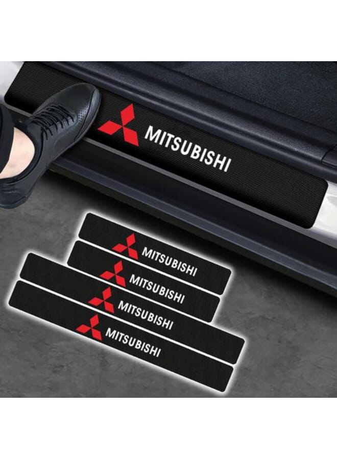 Generic Carbon Fiber Car Door Sill Protector Strip - Mitsubishi Logo - Scratch Resistant - Easy to Install - Suitable for All Types of Mitsubishi Cars  - Image 1