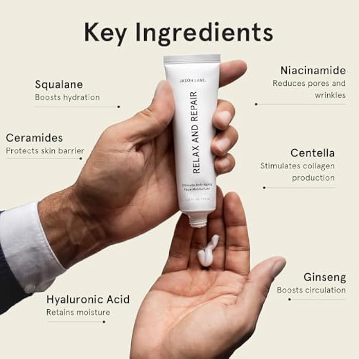 JAXON LANE RELAX AND REPAIR Anti Aging Face Moisturizer for Men | Anti Wrinkle Cream for Face, Night Cream, Eye Cream with Niacinamide (Vitamin B3), Hyaluronic Acid, Vitamin E & Ceramides For Skin - Image 3
