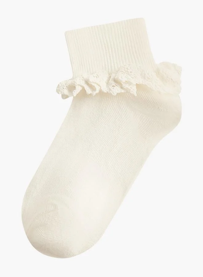 Celeste WHITE Pack Of 3 Girls School Socks With Frill Detail for Women | Best Price UAE