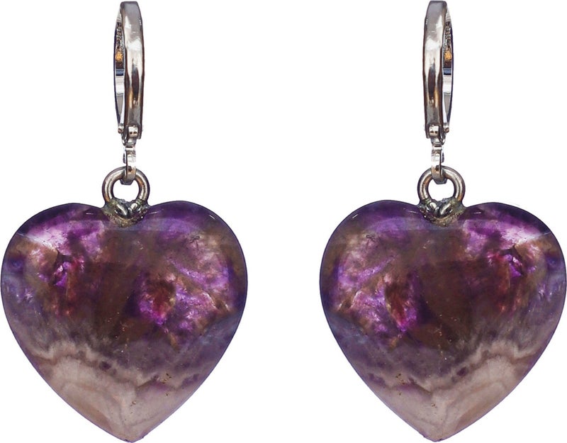 İlterus Natural Stone Amethyst Heart Model Earring 
