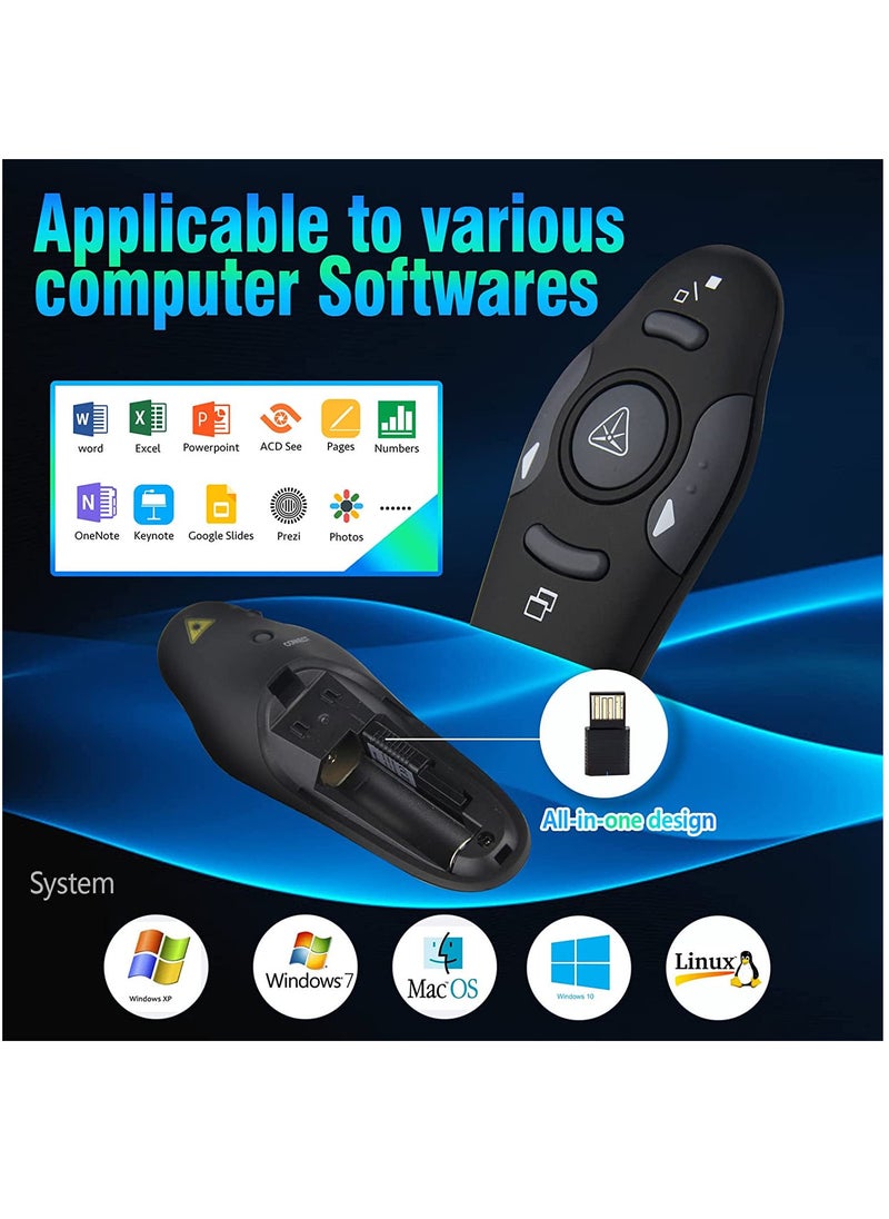 Generic - Wireless Presenter Presentation Clicker RF400 2.4GHz,Remote Control Slide Changer Presentation Clicker Red Light Pointer for Office Classroom Presentations(Battery Included) - Image 1