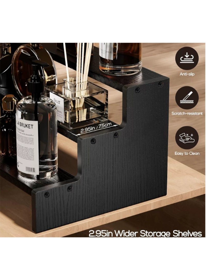 Arabest Wooden Cologne Organizer for Men, 3Tier Perfume Organizer, Mens Cologne Stand Holder Storage, Display Riser Shelf Rack for Fragrances Candles Cosmetics Cupcake Figure Spice -Black 34*22.6*18.2 cm - Image 4