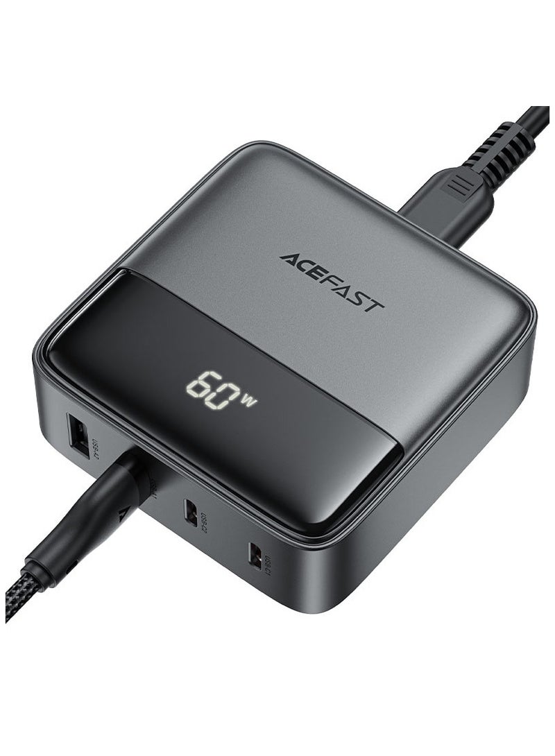 ACEFAST Desktop Power Station 65W  with LED Digital Display and 4 Power Outlets, Cable Length 1.5m (Black) - Image 1