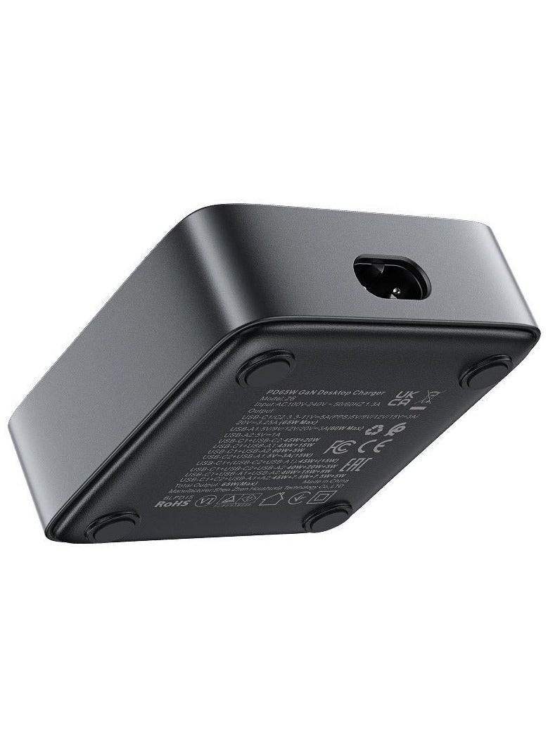 ACEFAST Desktop Power Station 65W  with LED Digital Display and 4 Power Outlets, Cable Length 1.5m (Black) - Image 2