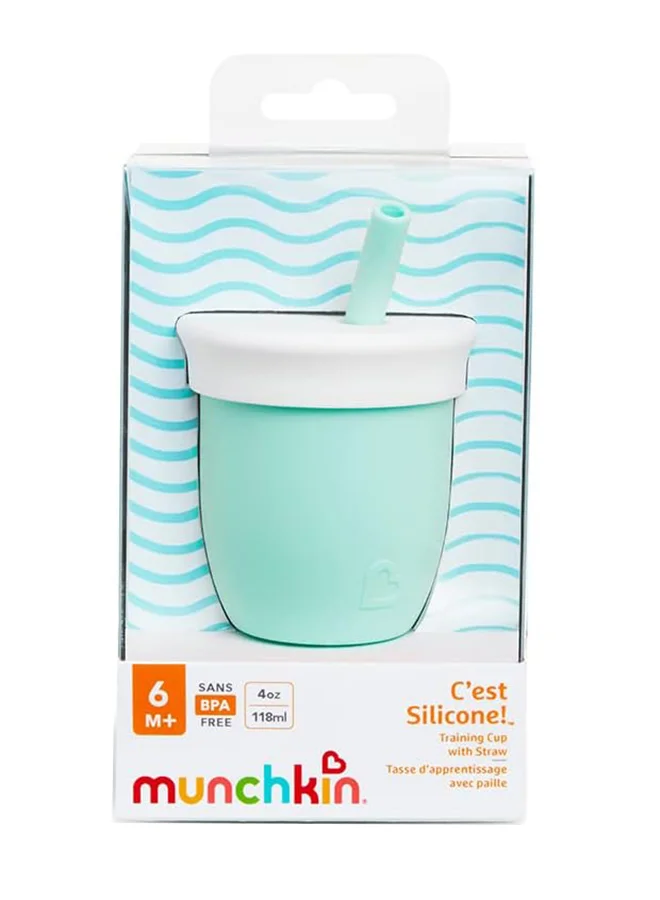 Munchkin C'est Silicone Open Training Cup With Straw, 6 Months, 120Ml, Mint