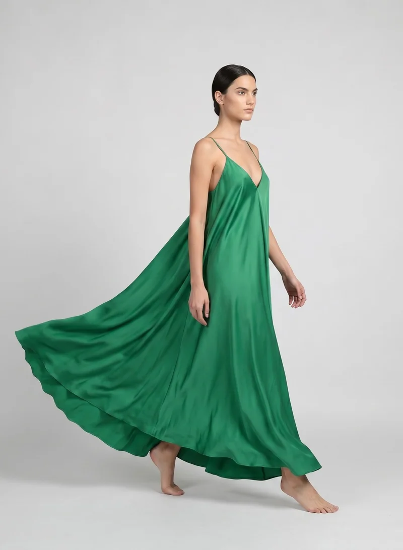 Janara Jones  Green Satin Mariella Dress for Women | Best Price UAE