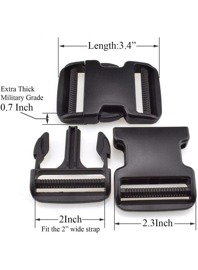 أبازيم SGH سميكة للغاية من الدرجة العسكرية مزدوجة قابلة للتعديل سريعة الفك بعرض 5.08 سم و6 مقاطع كبس بدون خياطة استبدال بلاستيكي شديد التحمل لحزام النايلون وغطاء القارب الخلفي - Image 2