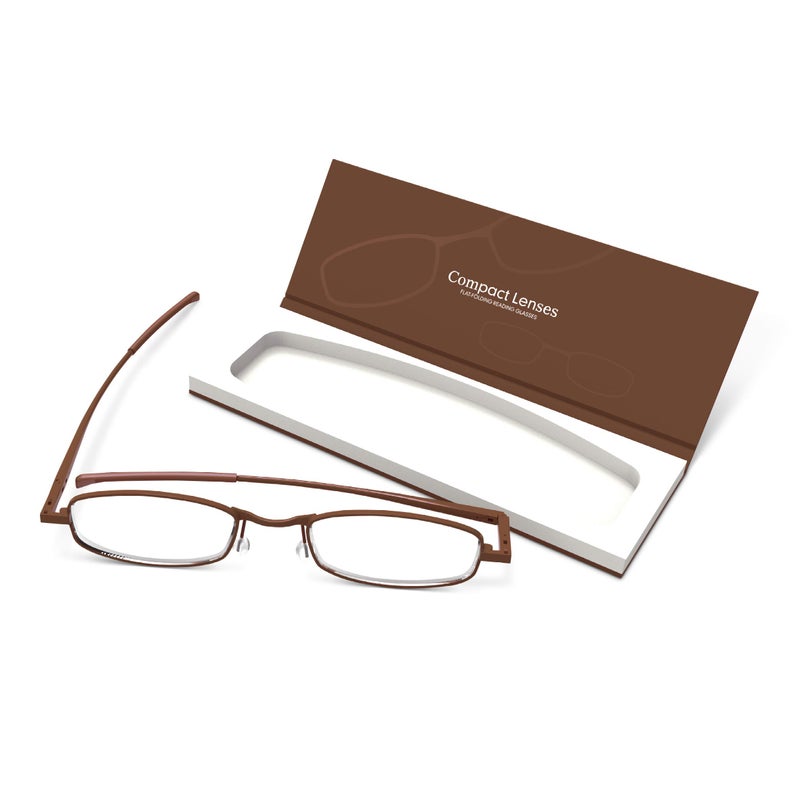 Compact Lenses Flat FoldingReading Glasses Espresso 25