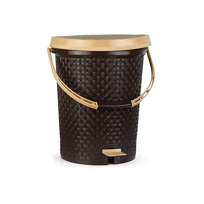 Liza Liza Plastic Push & Pedale Dustbin For Home, Kitchen, Office And Bathroom Garbage With Lid (Coffee & Brown)