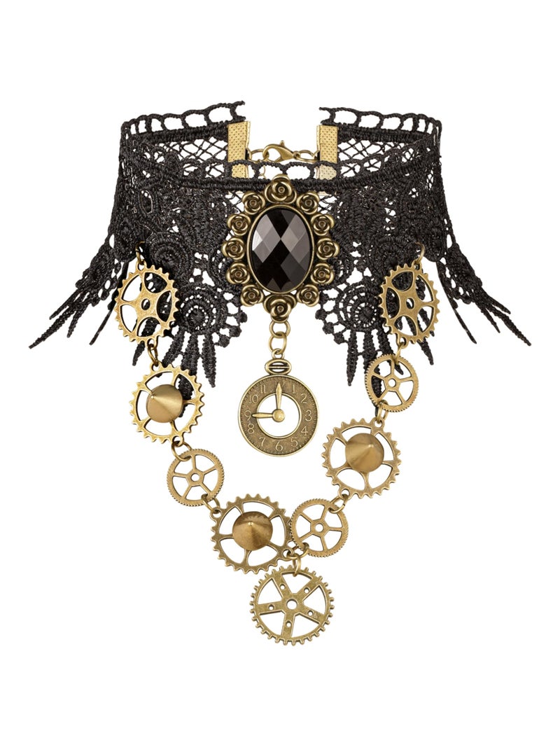 Sacina Gothic Black Steampunk Teardrop Lace Choker, Gothic Vintage Necklace, Goth Jewelry, Halloween Christmas Jewelry Gift for Women - Image 1