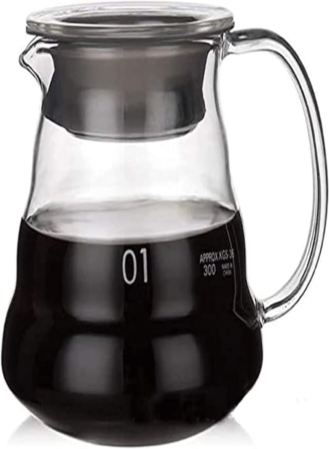 Viden 360ml #1 V60 Clear Heat Resistant Glass Coffee Server | Pour Over Tea Pot | Hand Drip Carafe | Transparent Kettle Maker