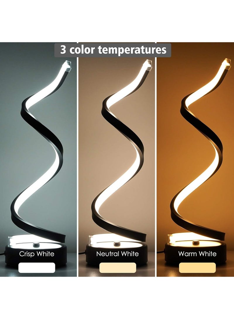 YOUGE Spiral LED Table Lamp Black, Dimmable Metallic Bedside Lamp with Touch Controller, 3 Colour Temperature, 15.8 Inch Height, Contemporary, Decorative Lamp for Home, Living Room & Office - Image 2