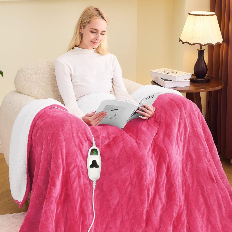 greenoak Heated Blanket Electric Full 72"X84", Heating Blanket with 10 Heat Levels 1/2/4/6/8 Hours Auto-Off, Fleece Soft Christmas Blanket,Birthday Gifts for Teen Girls Mom, Coral Pink - Image 1