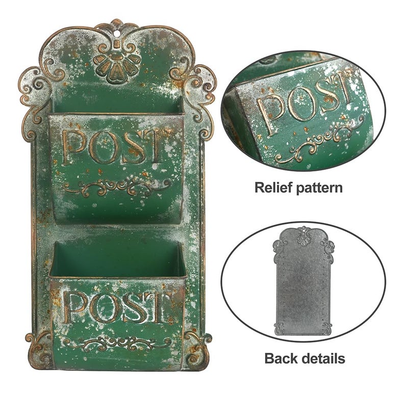 All Chic Wall Hanging Planter Outdoor Wall Planters Metal Wall Planter Flower Pot Double Layer Wall Planters for Indoor Ourtdoor Plants Porch Decor (Green) - Image 3
