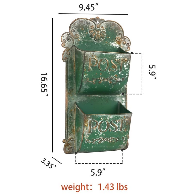 All Chic Wall Hanging Planter Outdoor Wall Planters Metal Wall Planter Flower Pot Double Layer Wall Planters for Indoor Ourtdoor Plants Porch Decor (Green) - Image 2