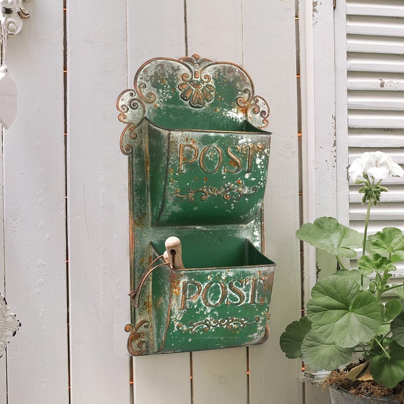 All Chic Wall Hanging Planter Outdoor Wall Planters Metal Wall Planter Flower Pot Double Layer Wall Planters for Indoor Ourtdoor Plants Porch Decor (Green) - Image 5