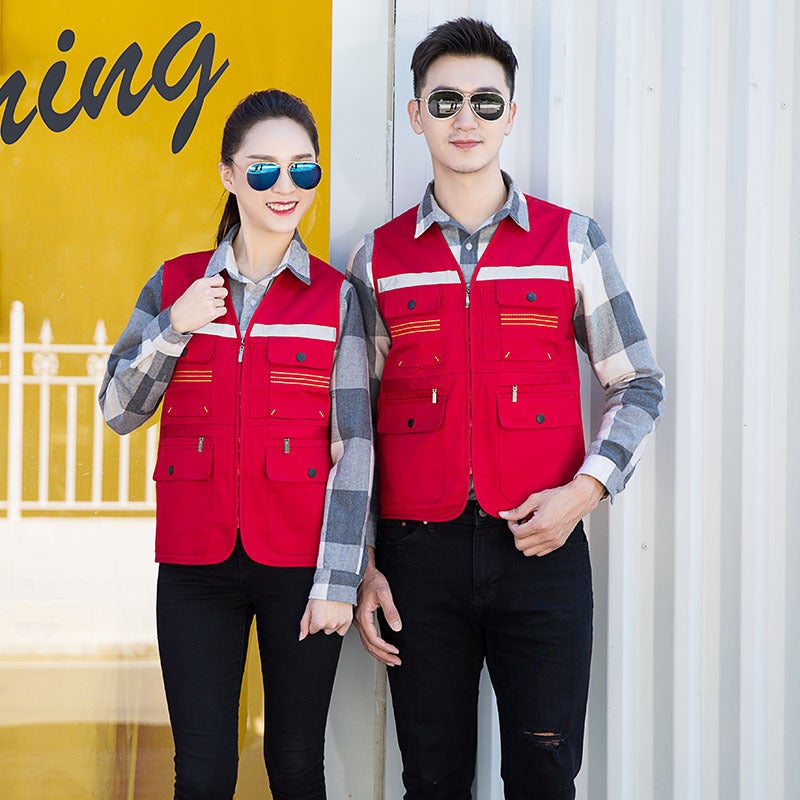 Cotton Relaxed Fit Comfortable Breathable Work Vest Orange  - Image 2