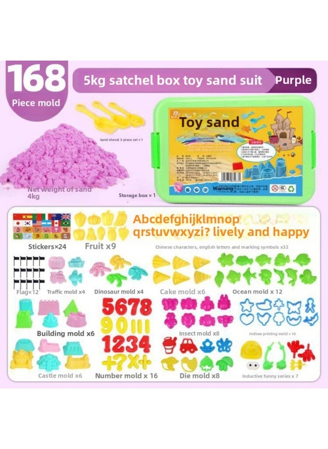 Children's Educational Toys 3 And A Half Years Old Girl Three Treasures Two Intelligence 2 Development Brain 1 4 Boys 5 To 6 Gifts-Color:5kg Suitcase [purple Sand] (168 Pieces Of Mold + Sand, Please Note 2 Colors Available  - Image 1