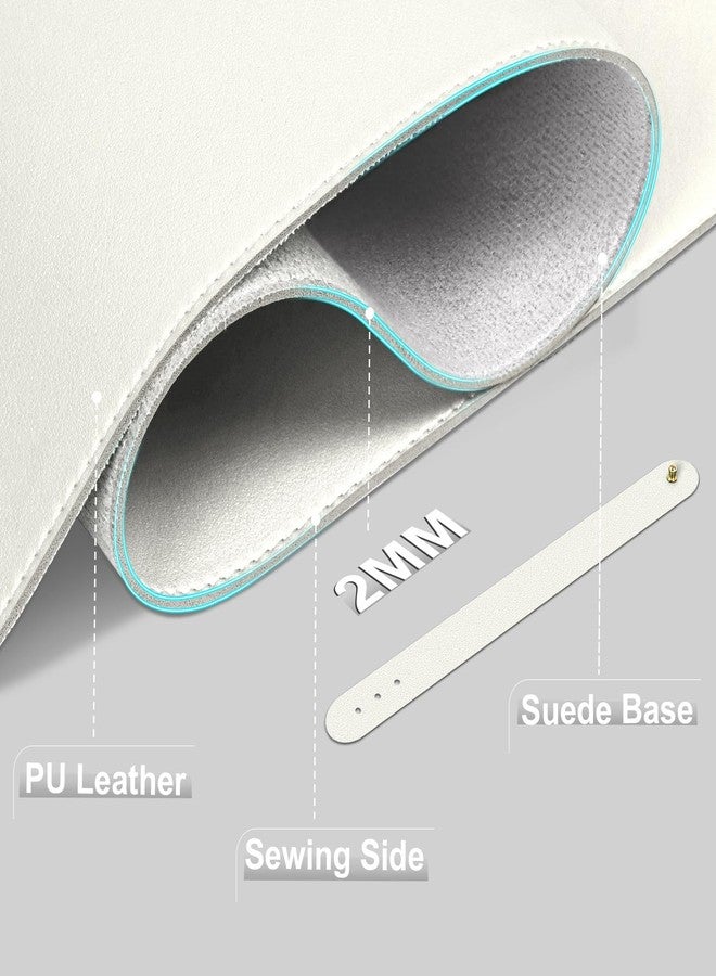 BLESWIN Leather Desk Mat, Waterproof Laptop Mat for Desk, Easy to Clean Office Desk Mat, Desk Mat, Large Writing Mat (White, 100 x 43 cm) - Image 2