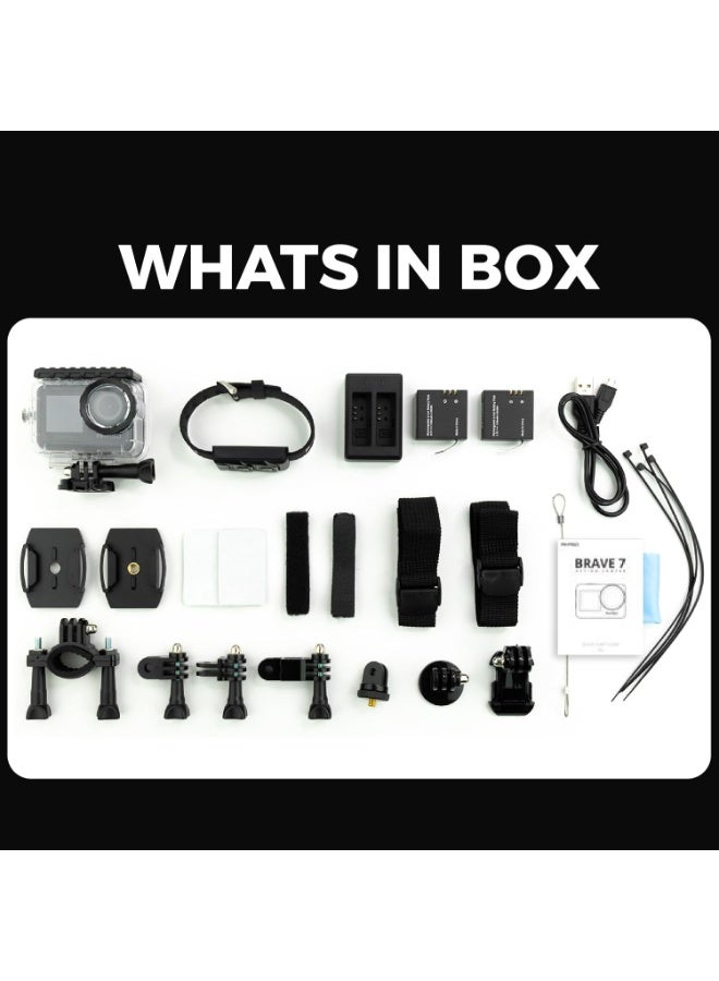 AKASO Brave 7 Action Camera 4K60FPS 20MP with 256GB U3 MicroSDXC Memory Card, Waterproof Camera with Touch Screen IPX8 33FT EIS 2.0 Upgraded Version - Image 2