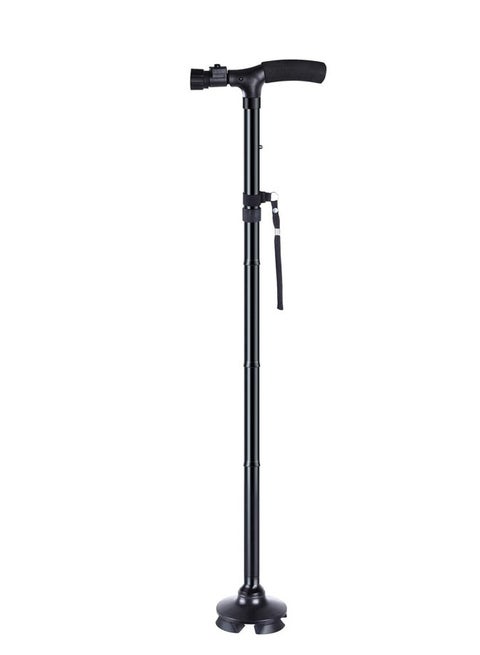 Cane Foldable Walking Cane with LED Light Adjustable Height Foldable Crutches For The Elderly And Sick(Black)