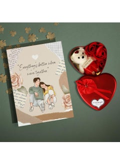 Desi Vastra Desi Vastra Half Engineer Valentines Day Greeting Card With Red Heart Box Soft Teddy 3 Red Rose Gift For Girlfriend Boyfriend Husband Wife Couple Valentines Day Gift Pack Of 1 
