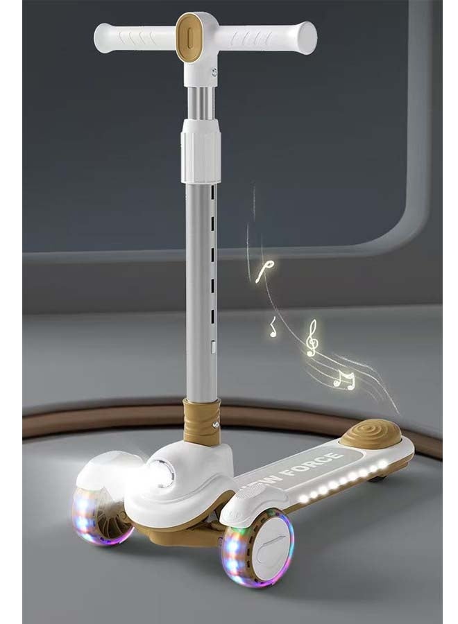 Beauenty Scooter for Kids,Kids Balance Bike with 3 Wheels with Foldable & Height Adjustable Handle for Boy Girl Age 3-18 Year,Lean to Steer,Non-Slip Deck,Scooter for Toddler with LED Light Wheel and Music - Image 1