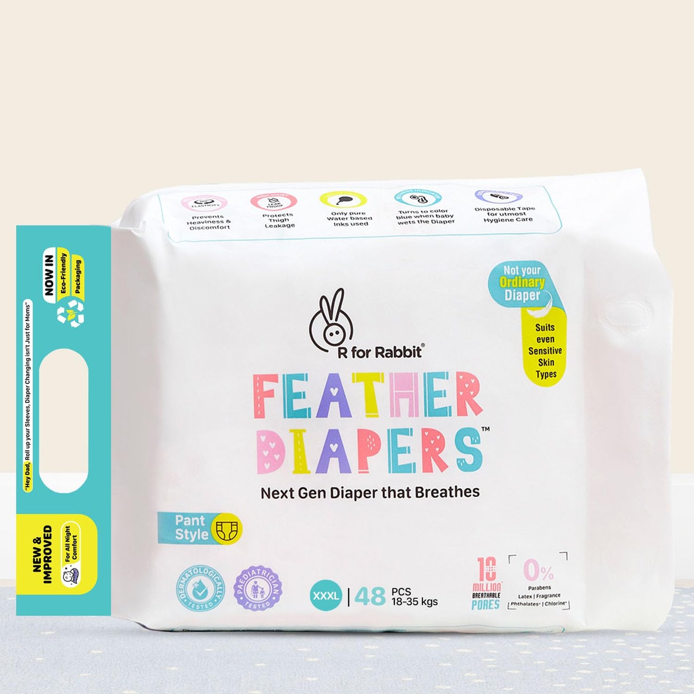 R for Rabbit XXXL Size Baby Premium Feather Diaper - 48 Count