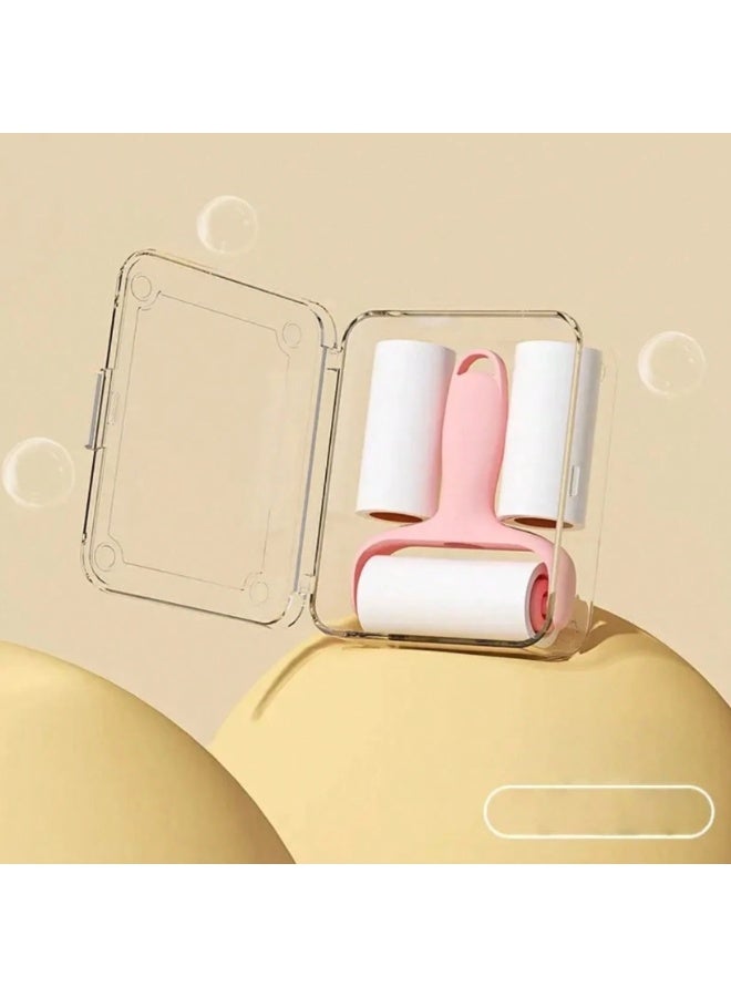 Mini Macaron Pink Lint Roller with 3 Refills – Portable Pet Hair & Dust Remover - Image 4