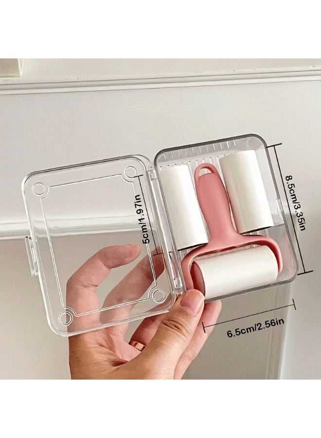 Mini Macaron Pink Lint Roller with 3 Refills – Portable Pet Hair & Dust Remover - Image 3