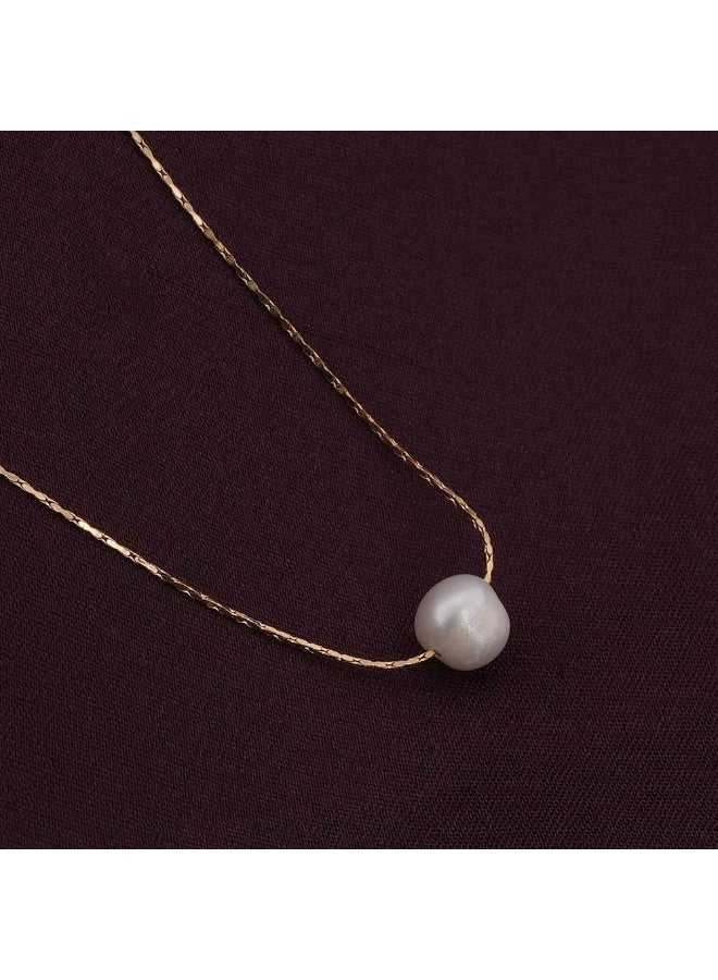 PALMONAS 18k Gold Tone Plated Delicate Pearl Necklace
 for Women - Image 3
